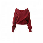 Red coquette knit wrap sweater and cami dress set, bow chest detail