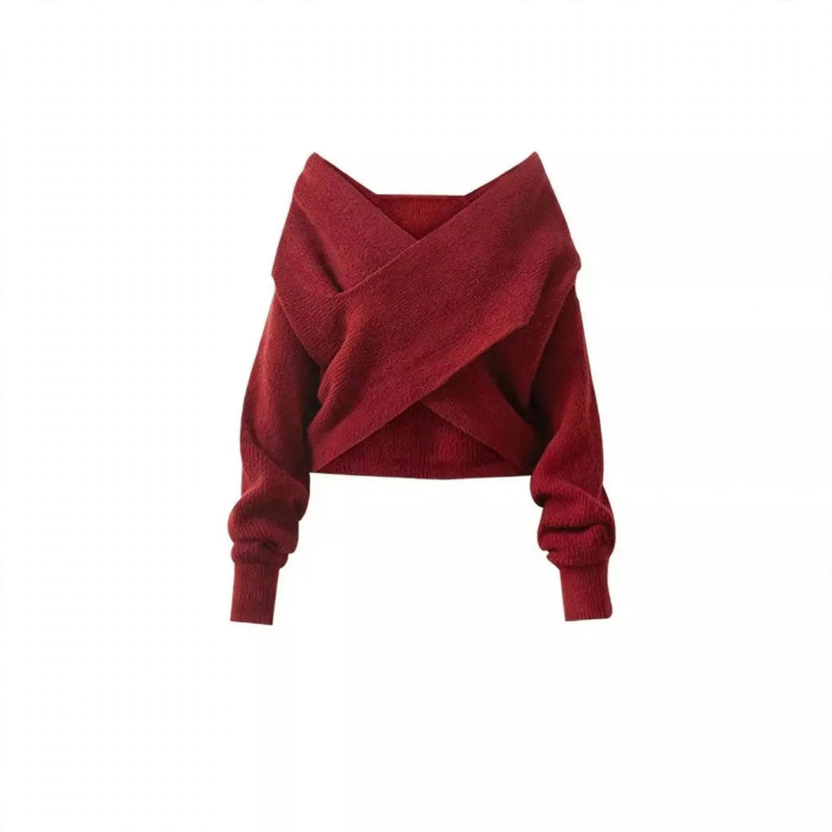 Red coquette knit wrap sweater and cami dress set, bow chest detail