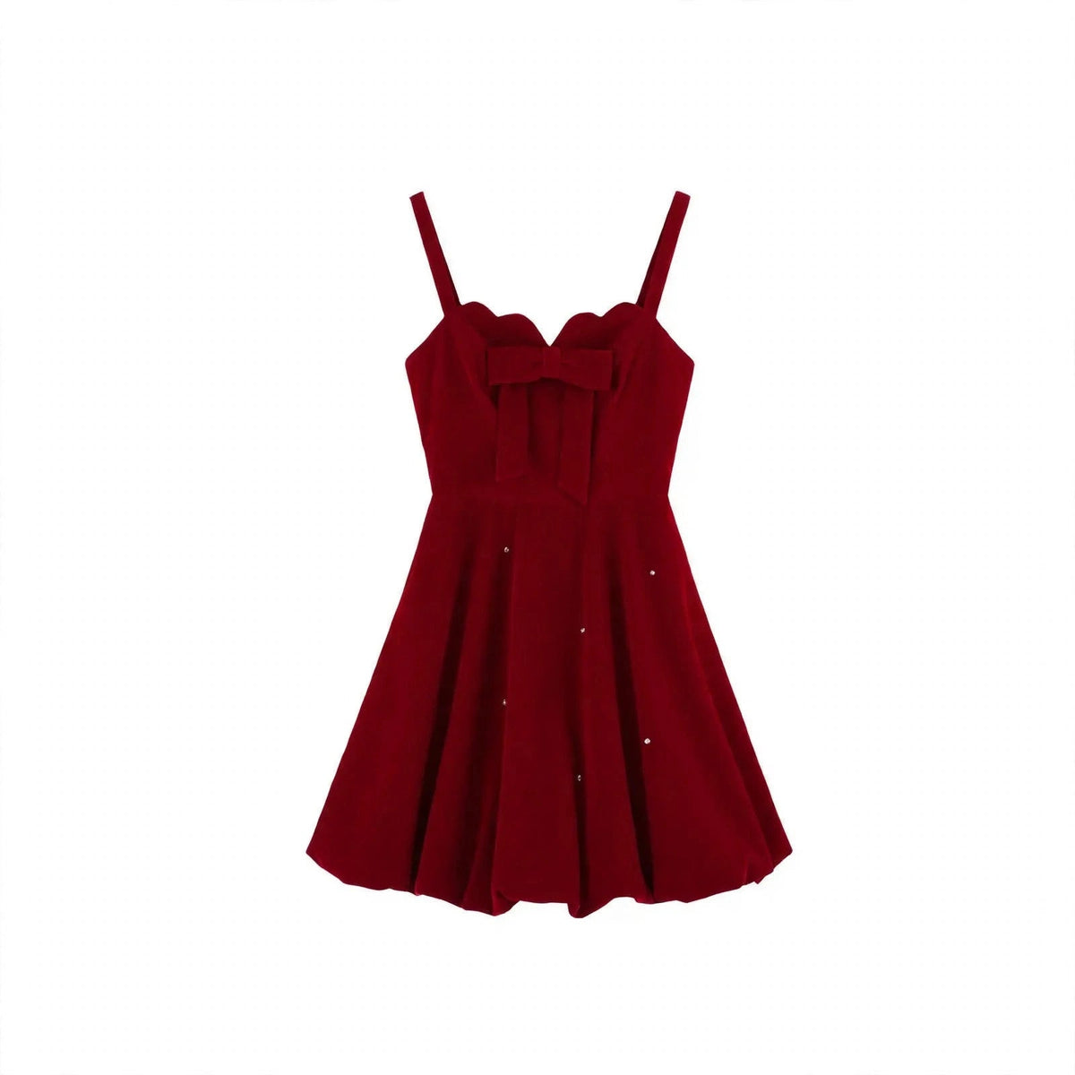 Red coquette knit wrap sweater and cami dress set, product photo 5