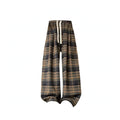 Colorblock Knit Cardigan and Plaid Pants Set