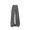 White Lace Trim Knit Top and Gray Pants Set