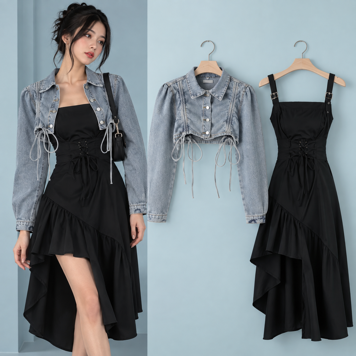 Frühjahr-Sommer Mode Kleid Passendes Set Koreanisch Elegant