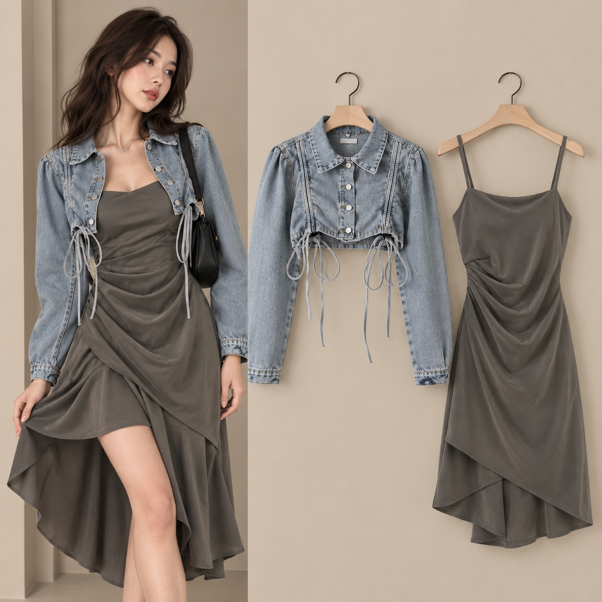 Frühjahr-Sommer Mode Kleid Passendes Set Koreanisch Elegant
