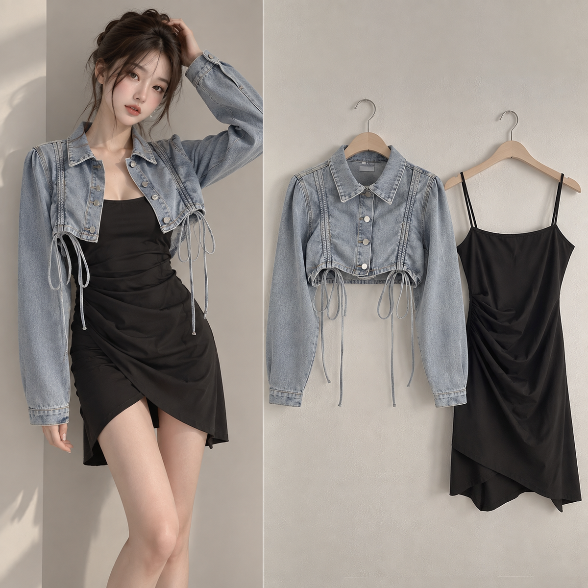 Frühjahr-Sommer Mode Kleid Passendes Set Koreanisch Elegant
