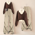 Girl Autumn Winter Korean Knit Sweater Vest Cargo Pants