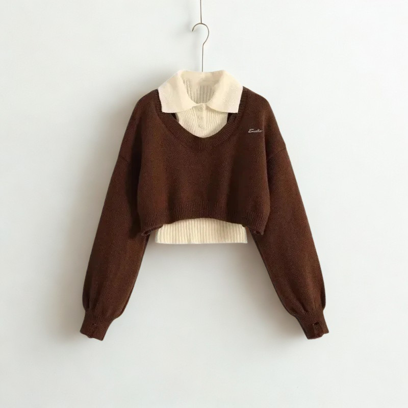 Girl Autumn Winter Korean Knit Sweater Vest Cargo Pants - Vusy Kawaii Shop
