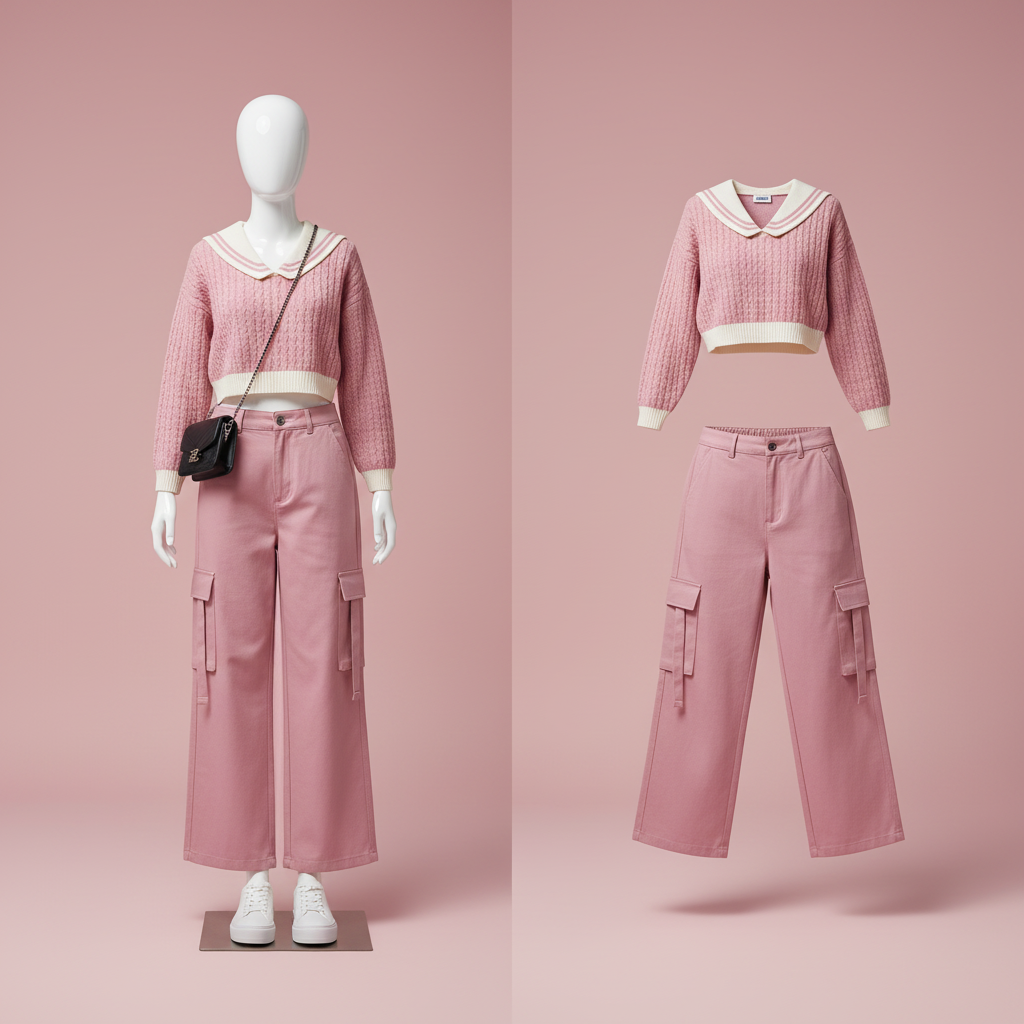Girl Autumn Winter Korean Knit Sweater Vest Cargo Pants - Vusy Kawaii Shop