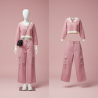 Girl Autumn Winter Korean Knit Sweater Vest Cargo Pants - Vusy Kawaii Shop