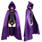 Raven Teen Titans Cosplay Costume with Purple Cloak for Halloween