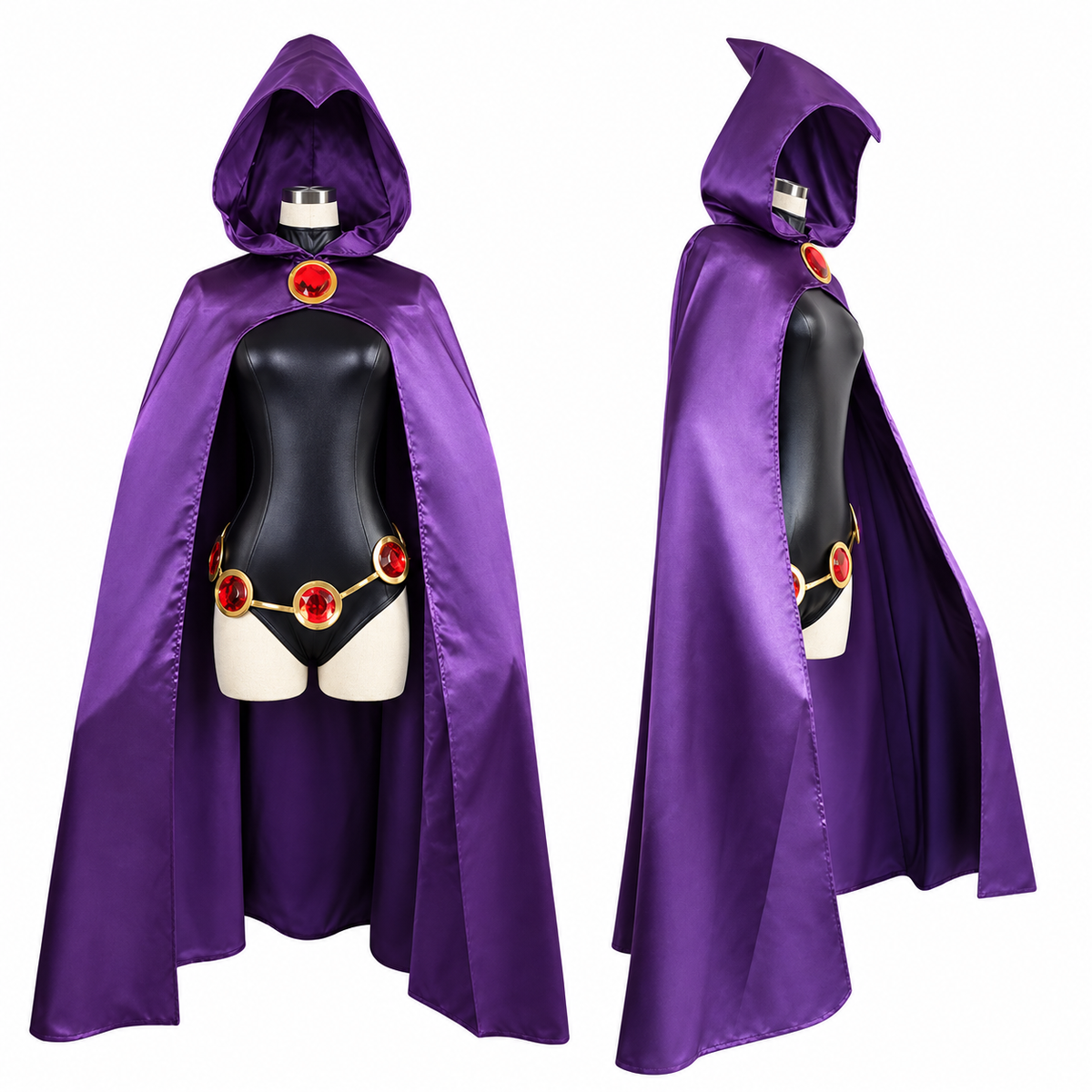 Raven Teen Titans Cosplay Costume with Purple Cloak for Halloween