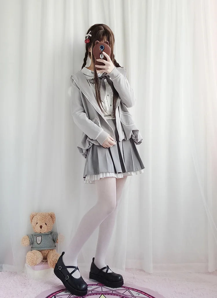 Cute Lolita Spring and Autumn Fairy Bear Pure Cotton Dress - Vusy Kawaii Shop