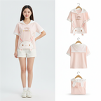 Sommer Kawaii T-Shirt Damen Harajuku Niedliches Kaninchen Lange Ohren