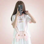 Summer Kawaii T Shirt Women Harajuku Cute Rabbit Long Ears - Vusy Kawaii Shop