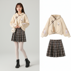 Chinese Style Improved Element Hoodies Sweatshirt Plaid - Vusy Kawaii Shop