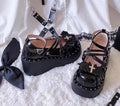 Japanese Gothic Punk Style Rivet Shoes Vintage Round Head