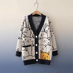 Harajuku Kawaii Cartoon V Neck Cardigan Women Cute Cat - Vusy Kawaii Shop