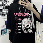Harajuku Gothic Tshirt Print Short Sleeve Black Crop Tops - Vusy Kawaii Shop