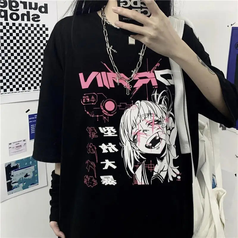 Harajuku Gothic Tshirt Print Short Sleeve Black Crop Tops - Vusy Kawaii Shop