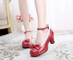 Japanese princess girl Lolita bow cute jk student round head high-heeled and sweet shoes  Vintage Sweet Lolita Shoes cos loli