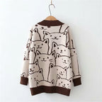 Harajuku Kawaii Cartoon V Neck Cardigan Women Cute Cat - Vusy Kawaii Shop