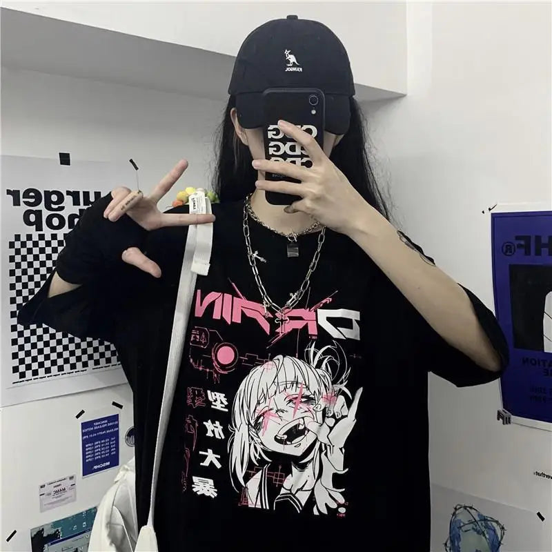 Harajuku Gothic Tshirt Print Short Sleeve Black Crop Tops - Vusy Kawaii Shop