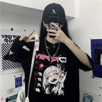 Harajuku Gothic Tshirt Print Short Sleeve Black Crop Tops - Vusy Kawaii Shop