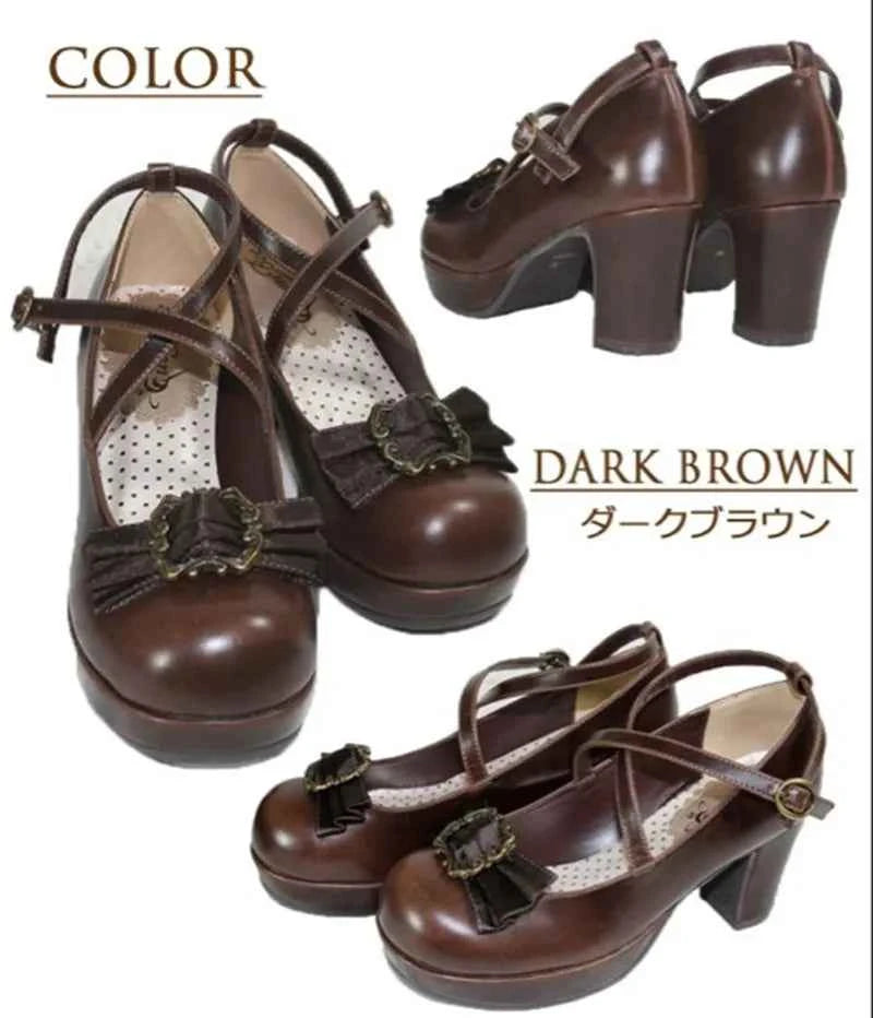 Bowknot Princess Kawaii Girl Women Shoesjapanese Sweet Lolita Shoes Harajuku Thick with Tea Party Cosplay Shoes Women Summer