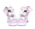 Angelic imprint woman mori girl lolita cosplay shoes lady high heels pumps women princess dress party shoes 7.5cm 33-47 3 bowtie