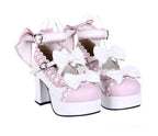 Angelic imprint woman mori girl lolita cosplay shoes lady high heels pumps women princess dress party shoes 7.5cm 33-47 3 bowtie