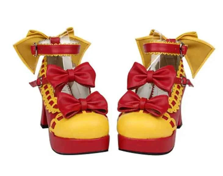 Angelic imprint woman mori girl lolita cosplay shoes lady high heels pumps women princess dress party shoes 7.5cm 33-47 3 bowtie
