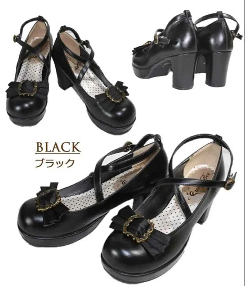 Bowknot Princess Kawaii Girl Women Shoesjapanese Sweet Lolita Shoes Harajuku Thick with Tea Party Cosplay Shoes Women Summer
