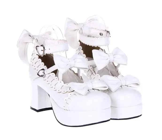 Angelic imprint woman mori girl lolita cosplay shoes lady high heels pumps women princess dress party shoes 7.5cm 33-47 3 bowtie