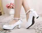 lolita Japanese jk petal bow tea party sweet and cute high heel women's shoes Princess Kawaii Girl Women Vintage Sweet Lolita