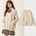 Cardigan Women Solid Oversize Loose Sweaters Student Preppy