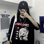 Harajuku Gothic Tshirt Print Short Sleeve Black Crop Tops - Vusy Kawaii Shop
