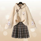 Chinese Style Improved Element Hoodies Sweatshirt Plaid - Vusy Kawaii Shop