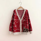Harajuku Kawaii Cartoon V Neck Cardigan Women Cute Cat - Vusy Kawaii Shop