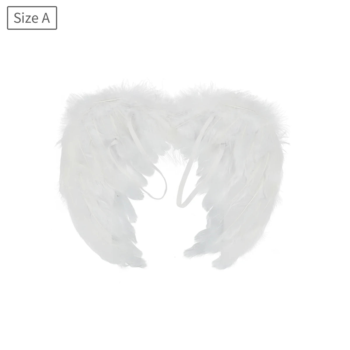 White feather angel wings size A, front view