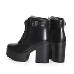 Autumn  Boots Boots Women Round Toe Buckle Shoes Women High Heel Fashion Plus Size Square Heels Lacing 3 Colors 369