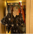 Women Heart Pattern Jacquard Sweater Long Sleeve Love Style - Vusy Kawaii Shop