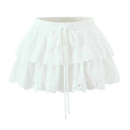 Women Spring Chic Fashion Layered Lace Skirt Vintage a Line