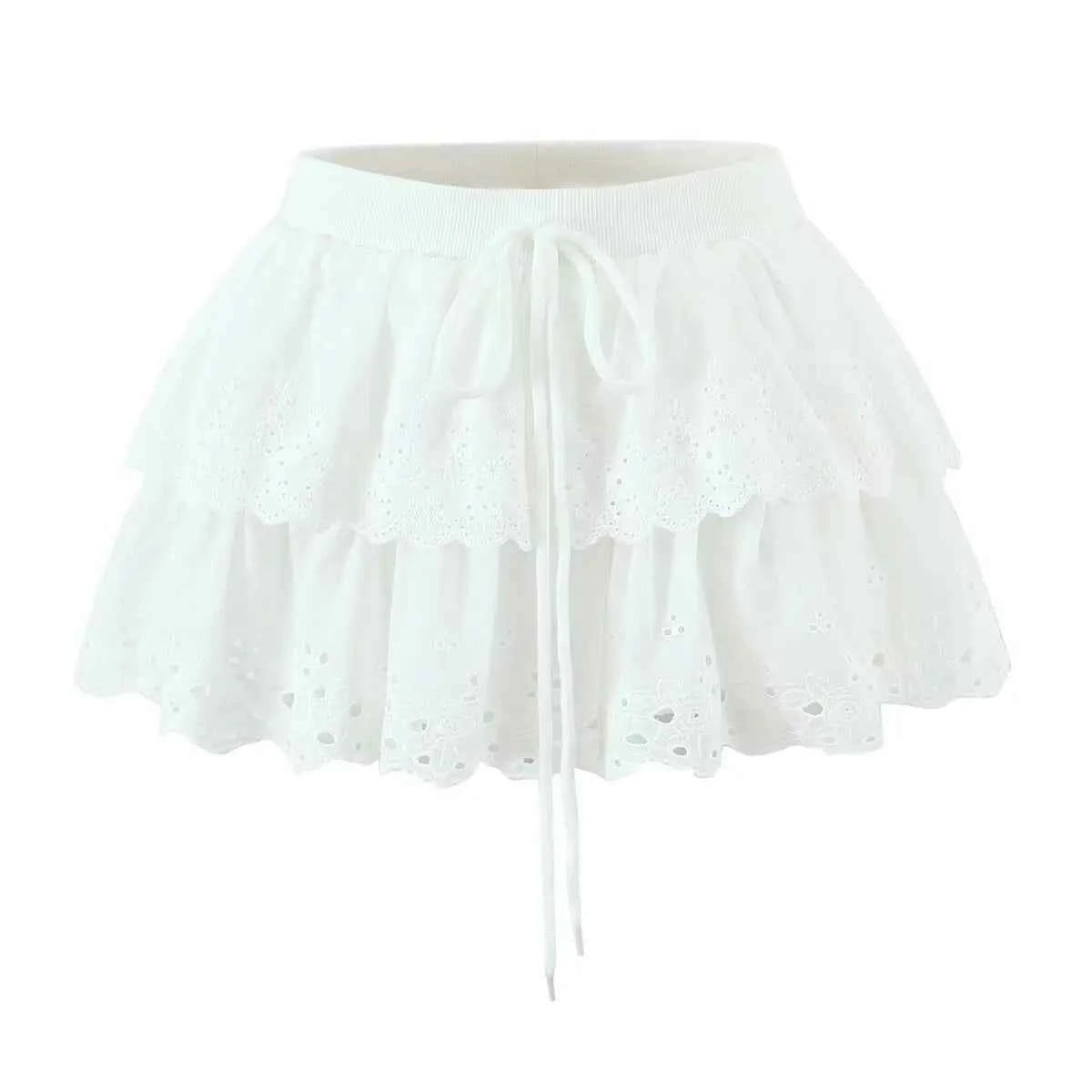 Women Spring Chic Fashion Layered Lace Skirt Vintage a Line