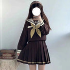 Brown Summer Japanese Anime Sailor Uniform JK Girl School Uniform COS Set