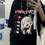 Harajuku Gothic Tshirt Print Short Sleeve Black Crop Tops - Vusy Kawaii Shop