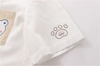 Harajuku Cute Bear Cartoon Blouse Girls Tie Front Button Up - Vusy Kawaii Shop