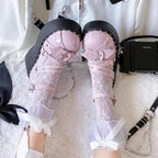 Japanese Gothic Punk Style Rivet Shoes Vintage Round Head Thick Bottom Women Shoes Cross Bandage Dark Shoes Loli Cosplay