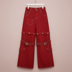 Harajuku Cargo Jeans in Red for Unique Style