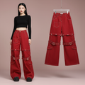 Harajuku Cargo Jeans in Red for Unique Style
