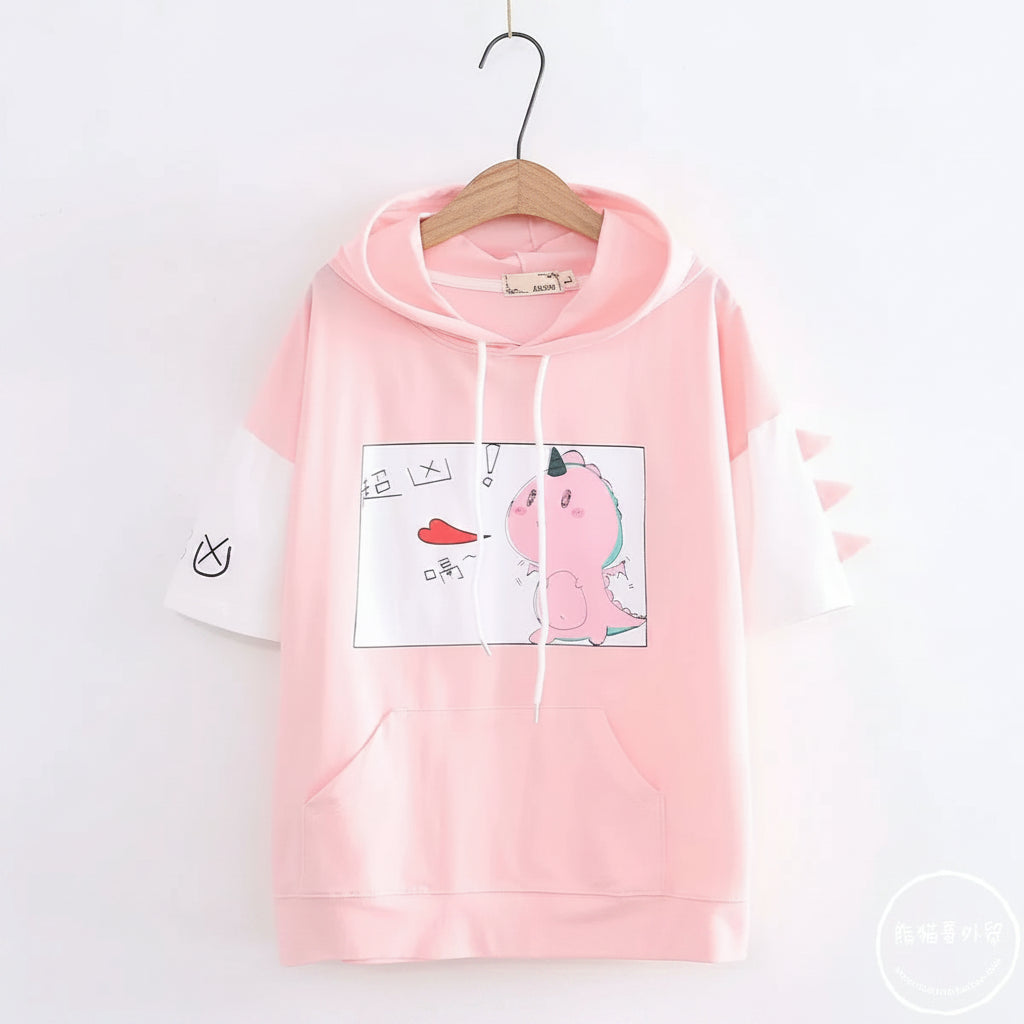 Harajuku Style Short Sleeve Junior High School Hoodie Loose - Vusy Kawaii Shop