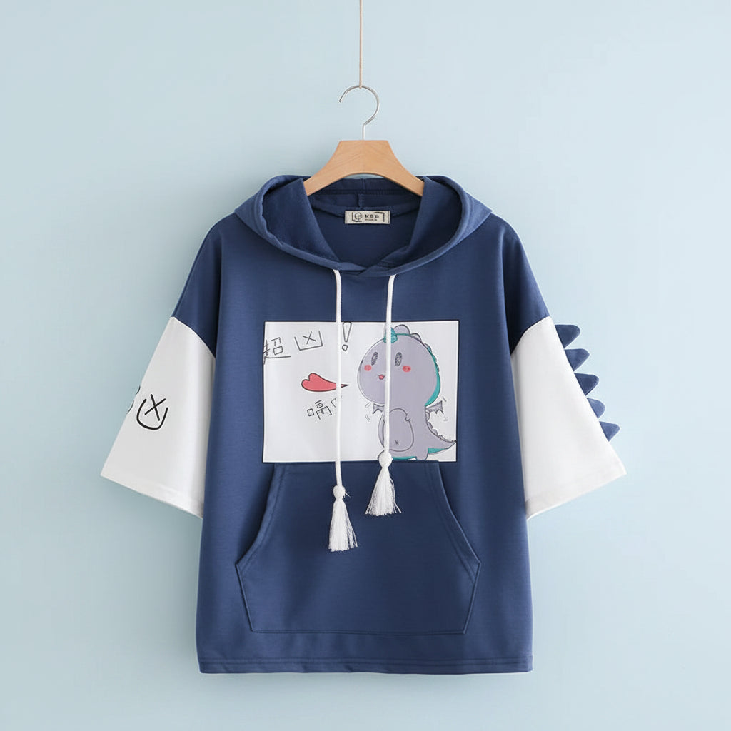 Harajuku Style Short Sleeve Junior High School Hoodie Loose - Vusy Kawaii Shop